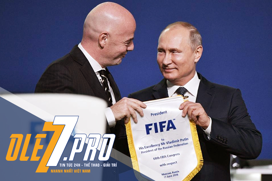 chủ tịch FIFA Gianni Infantino và Tổng thống Nga Vladimir Putin